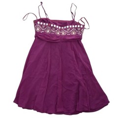 BCBG Maxazria Sz 8 Boho Sequin Bedazzled Empire Metallic Baby Doll Mini Dress