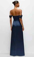 After Six Midnight Navy Blue Satin Convertable Gown Size 6 $269 6898