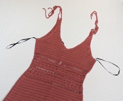 Forever 21 Women&rsquo;s Medium 100% Crochet Knit Dress Salmon Pink Adjustable Strap