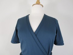 Ann Taylor Plus Size Solid Dark Teal Blue Jade Wrap Midi Dress 16 Formal Career