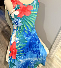 NEW Joaifo Hawaii beach sun Dress floral sea Turtles size med fit flair