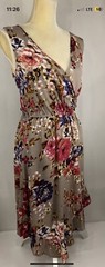 Blu Pepper Dress A-Line Flare Medium Sleeveless Floral Asymmetric Beige Pink