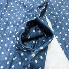 45R Indigo Dot Pattern Long Sleeve Cotton Dress Used