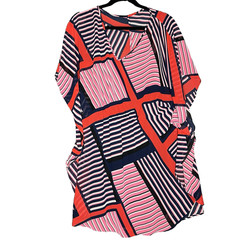 Express Dress V-Neck Red White & Blue Striped Sz M Lightweight Coastal Geometric