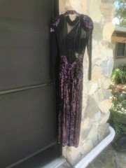 Casadei sequined eggplant color partial mesh formal dress