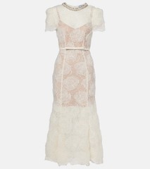 Self Portrait Semi-sheer lace midi dress