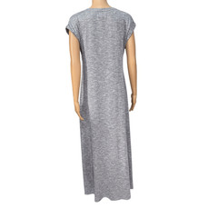 Lou & Grey for Loft soft heather gray Maxi Dress V Neck Rolled Sleeve Cuff Sz M