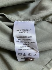 Quince Button Front Tencel Mini Dress L Tie Back Sage Green New