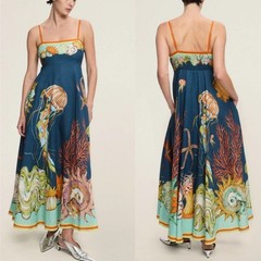Women&rsquo;s Alemais Floral New Square Neck Halter Mid-length Dress Ladies