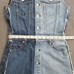 HUDSON Two-Toned Distressed Button-Down Sleeveless Denim Dress SIZE: M