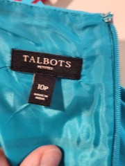 Talbots Women&rsquo;s Petite 10P Blue Red Striped Fit & Flare Sleeveless Dress Cotton