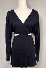 Free People Beach NEW! mini dress long raglan sleeve waist cut-out lined XS sexy