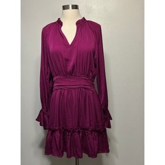 Glam Long Sleeve Mini Dress In Purple Size Medium
