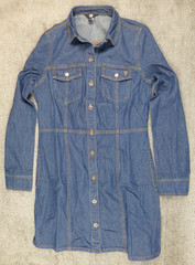 Frye Women&rsquo;s Denim Midi Button Down Dark Wash Jean Dress Small Chambray Casual