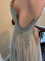TLC Say Yes To The Prom 5 Blue Silver Rhinestone Bling Strapless Lace Up Dress