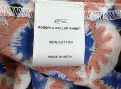 Roberta Roller Rabbit Tunic Shirt Dress Blue Coral Floral Fan Print Womens L