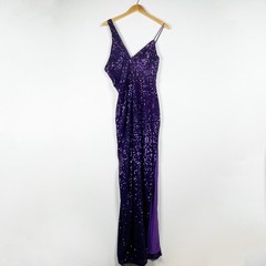NEW Michael Costello x Revolve Ara Purple Sequin Embellished Gown Dress Small