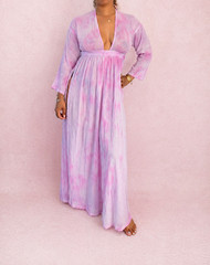 Tie Dye Boho Maxi Kaftan Beach Dress Pastel Colours – 100% Cotton