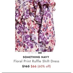 Something Navy Floral Ruffle Print Shift Dress Size Large