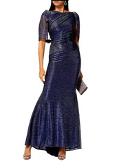 Talbot Runhof Lobata 26 Metallic Sequined Draped Evening Gown Dress Sz 14 US 44