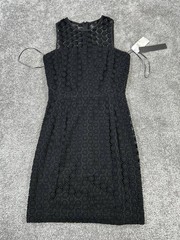 Cynthia Steffe Dress Womens 2 Black Cotton Embroidered Blouson New