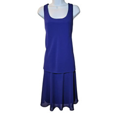 Patra Size Large Blue Sleeveless Dress Made in Korea Vintage No Jacket Preowned