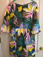 Boden Dress Womens 2P Multi Floral Plum Blossom Tropical Linen Laurie Back Zip