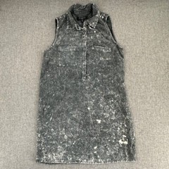 By Corpus Dress Acid Wash Sleeveless Collared Half Way Buttons Small 100% Rayon