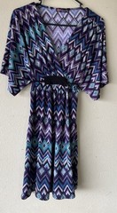 Purple Volume One Dress Batwing Short Sleeve Dolman Geometric Stretchy Y2K