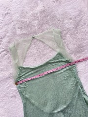 MESHKI Hot Fix Rhinestone Mini Dress Mint Green Mesh Open Back Bodycon NWT M