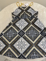 NWT Womens Black Yellow STRETCH Summer Dress Size XL NEW!