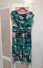 Perceptions Tank Dress Size 12 Career Brown White Stretch Party Knee Length