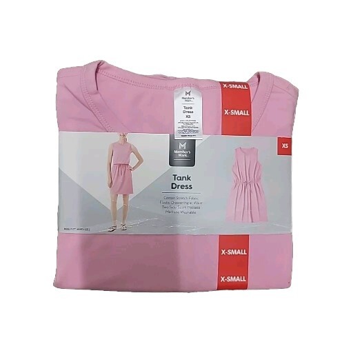 NWT Member&rsquo;s Mark Women&rsquo;s Elastic Drawstring Sleeveless Tank Dress Pink Large