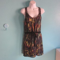 Charlie Jade Anthropologie Womens Size S Silk Tank Dress Tie Waist Made in USA
