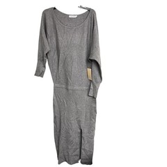 New JustFab Grey Ribbed Long Sleeve Dress