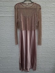 New Dolan 2 Piece Slip Midi Dress with Crop Mesh Top Rose Gold Size Small