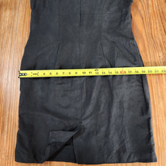 Emily Reger Black Silk Linen Sleeveless Shift Dress Size 10 Lined Above Knee Vtg