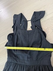 Ulla Johnson Black Solid Square Neck Ruffle Strap Sleeveless Midi Dress 6