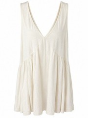 Lavender J Oversized Boho Babydoll Tunic Dress Cream W/Pockets Size S New
