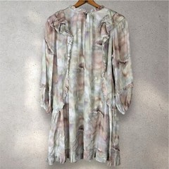 Current Air Anthropologie Marble Ruffle Mini Shift Dress Rayon Viscose Sz L