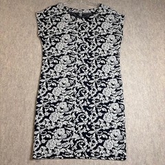 Soyaconcept Dress Wmns Medium Blue White Cotton Blend Floral Knit Shift Classic