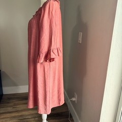 Naif Terracotta Pink Button Down Ruffle Sleeve Shift Dress XL