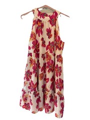 Anthroplogie THML Women&rsquo;s Floral Halter Mini Dress XSPink Cream Tiered Ruffle