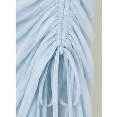 Privy Light Blue Strapless Ruched Side Slit Midi Dress Size M