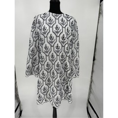 Preston & York White Dress with Black Embroidered Floral Accents