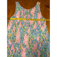 Lilly Pulitzer Tropical Beach Preppy Ruffle Hem Dress Strappy Back Patch Pockets