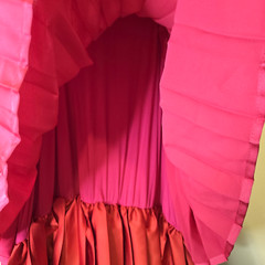 Strut & Bolt Dress Sz M Mini Satin Silky Pleated Tiered Color Block Holiday NEW!