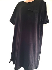 Hush Womens Black Shift Dress Uk 12 Cotton Pocket Side Zips Casual Workwear