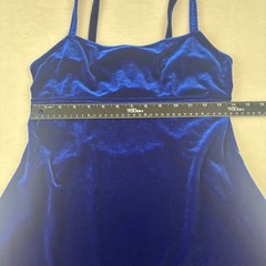 VTG Y2K 1990&rsquo;s Midnight Glo 13/14 M Velvet Royal Blue Spaghetti Strap Mini Dress