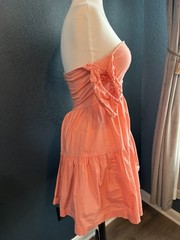 Staud Elio Orange Grapefruit Mini Dress Sz 6 Tiered Cotton